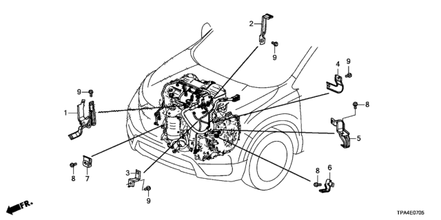 2021 Honda CR-V Hybrid Engine Wire Harness Stay Diagram