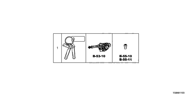 2015 Honda Civic Cylinder Set, Key Diagram for 06350-TR3-A51