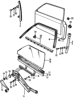 1975 Honda Civic 3 Door ** (1200) ** HMT Door Window Diagram