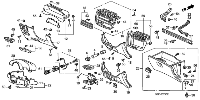 2000 Honda Civic Instrument Garnish Diagram