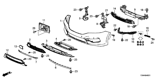 2017 Honda Accord Hybrid Face, Front Bumper Diagram for 71100-T3W-A60ZZ