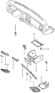 1979 Honda Prelude 2 Door ** KH HMT Instrument Garnish Diagram
