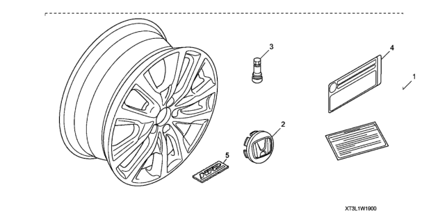 2016 Honda Accord Alloy Wheel (19") (Paint) Diagram