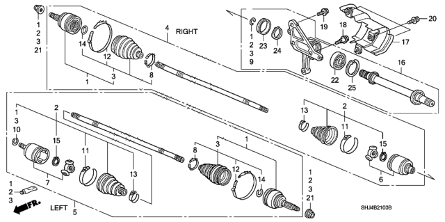 2006 Honda Odyssey Driveshaft - Half Shaft Diagram