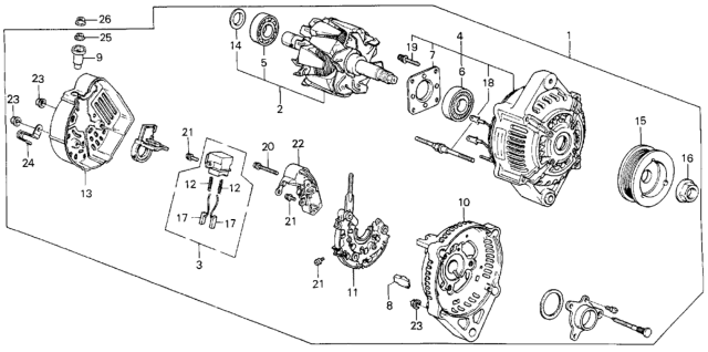 1985 Honda Civic Cover, RR. End Diagram for 31135-PD1-004