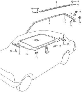 1983 Honda Civic Headliner Trim Diagram