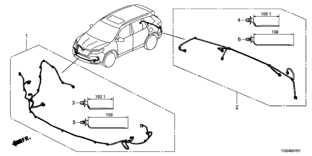 2020 Honda Passport WIRE HARN, RR. Diagram for 32165-TGS-A70