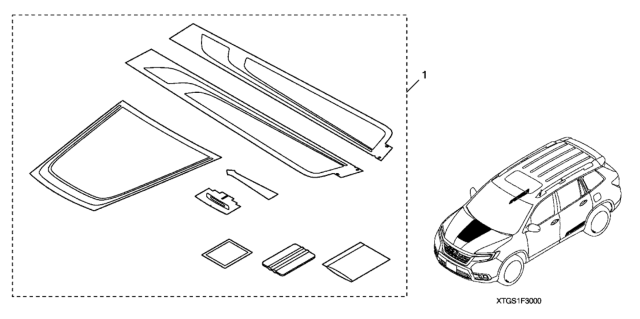 2020 Honda Passport 5 Door TRG (AWD) KA 9AT Graphics Package (Exterior) Diagram