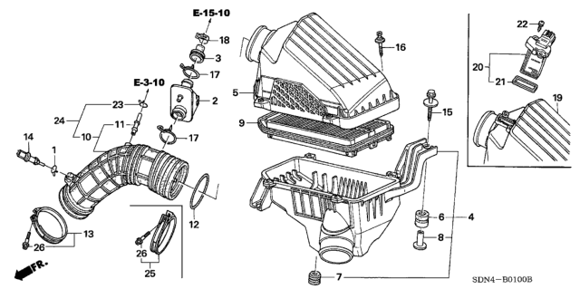 2003 Honda Accord Cover, Air Cleaner Diagram for 17210-RAA-A00