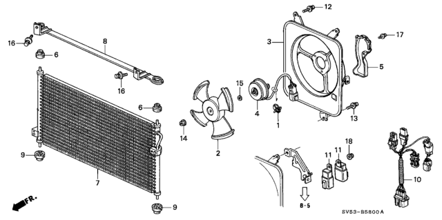1995 Honda Accord 5 Door LX KA 4AT A/C Air Conditioner (Condenser) Diagram