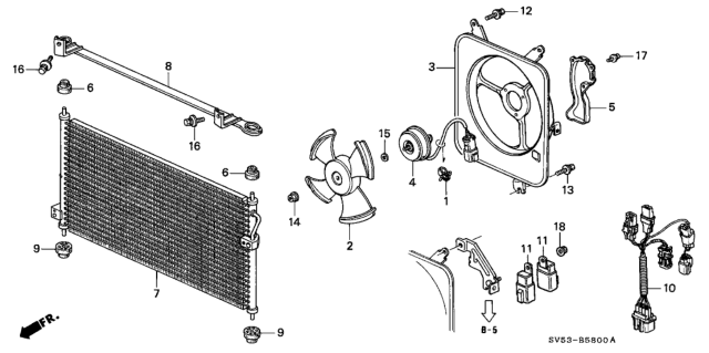 1997 Honda Accord A/C Air Conditioner (Condenser) Diagram