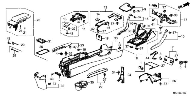 2019 Honda Civic Console Diagram