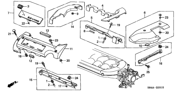2002 Honda Accord 4 Door LX (V6) KA 4AT Intake Manifold Cover (V6) Diagram