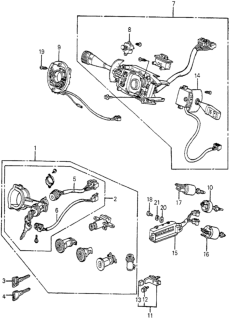 1982 Honda Accord Lock Set, Cylinder Diagram for 35010-SA5-673