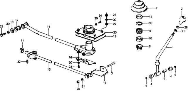 1975 Honda Civic Boot, Gearshift Lever Diagram for 54108-634-000