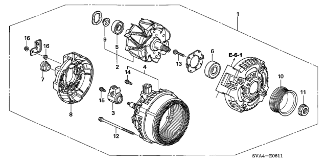 2007 Honda Civic 2 Door SI (NAVIGATION) KA 6MT Alternator (Denso) (2.0L) Diagram