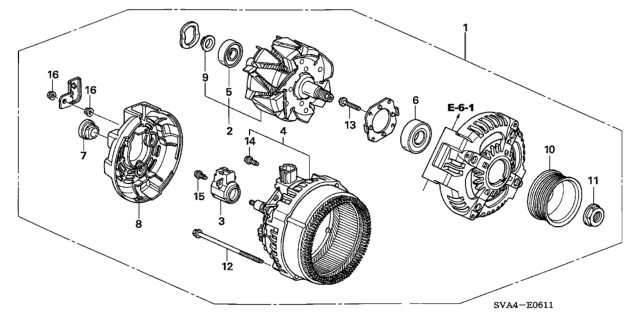 2007 Honda Civic Alternator (Denso) (2.0L) Diagram