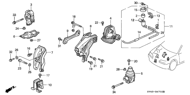 1994 Honda Accord Engine Mounts Diagram