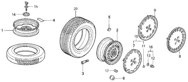 1995 Honda Civic Tire (P175/65R14) (81H) (M+S) (Dunlop) Diagram for 42751-DUN-031