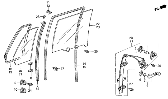 1986 Honda Civic Escutcheon, Regulator Handle *YR89L* (PALMY BROWN) Diagram for 75343-SB3-000ZJ