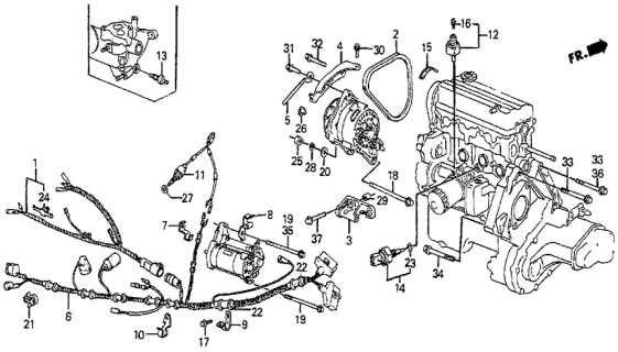 1984 Honda Prelude Bolt, Alternator Diagram for 90057-671-000