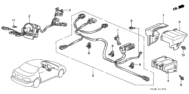 1998 Honda Civic SRS Unit (Nec) Diagram for 77960-S04-N93