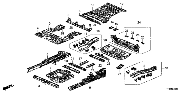 2021 Honda Odyssey Pan, Floor (Lower) Diagram for 65150-THR-305ZZ