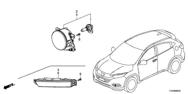 2020 Honda HR-V Foglight, Front Left Diagram for 33950-T7W-A01