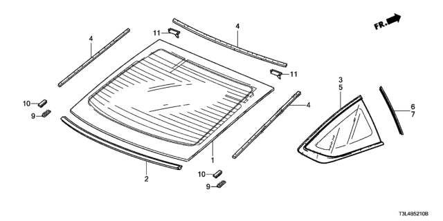 2013 Honda Accord Rubber, Windshield Dam (C) Diagram for 73227-T3L-A01