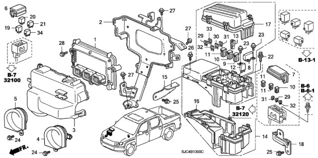 2012 Honda Ridgeline Control Unit (Engine Room) Diagram 1