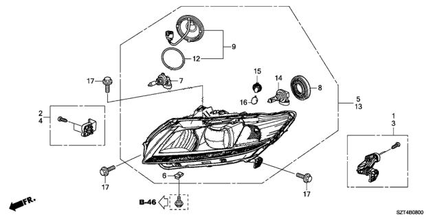 2011 Honda CR-Z Headlight Diagram