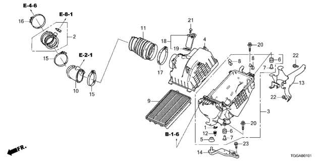 2021 Honda Civic 5 Door TYPE R (TOURING) KA 6MT Air Cleaner Diagram