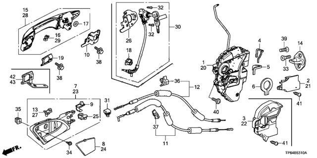 2011 Honda Crosstour Front Door Locks - Outer Handle Diagram