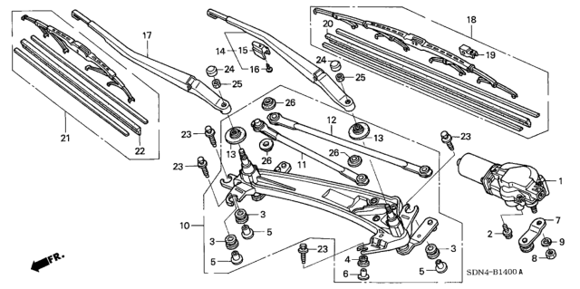 2006 Honda Accord Front Windshield Wiper Diagram