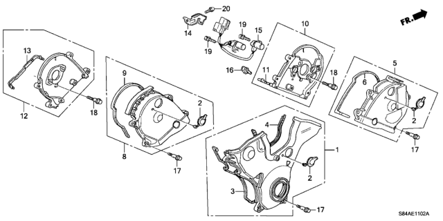 2002 Honda Accord 4 Door LX (V6) KA 4AT Timing Belt Cover (V6) Diagram