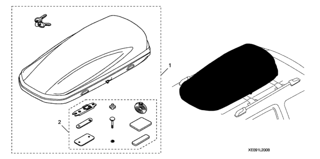 2020 Honda Ridgeline Roof Box (Medium) Diagram