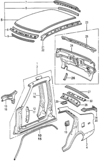 1980 Honda Accord Body Structure Components Diagram 2