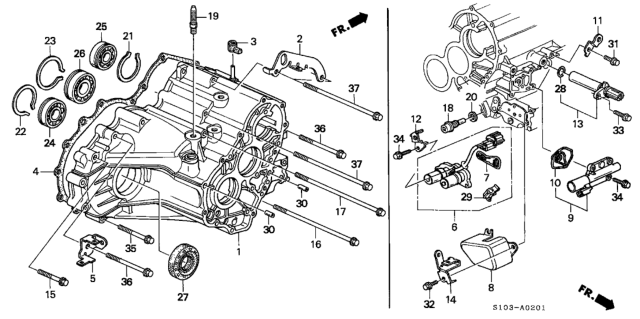 1999 Honda CR-V Gasket, Torque Converter Case Diagram for 21811-P56-000