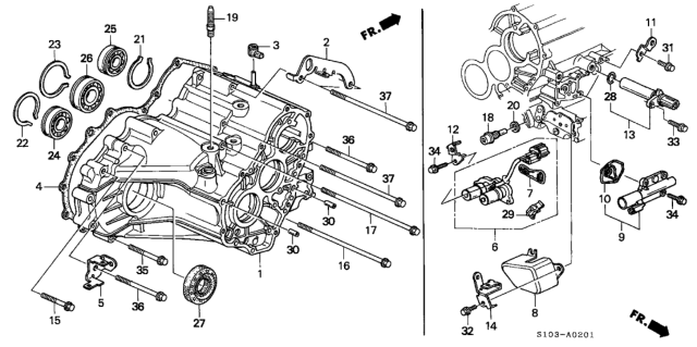 2001 Honda CR-V AT Transmission Housing Diagram