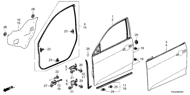 2021 Honda Civic Front Door Panels Diagram