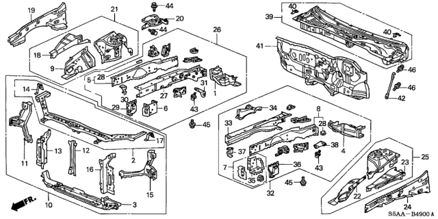 2004 Honda Civic Front Bulkhead Diagram