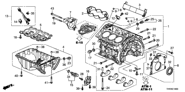 2018 Honda Odyssey Block Assy., Cylinder Diagram for 11000-5MR-A00