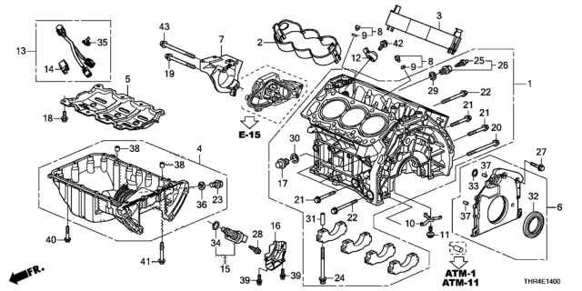 2020 Honda Odyssey 5 Door LX (HPPG 10AT) KA XAT Cylinder Block - Oil Pan Diagram