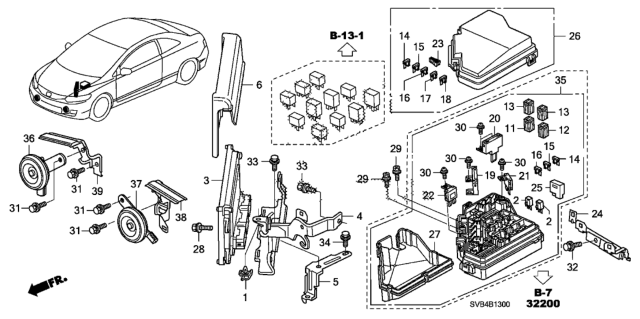 2011 Honda Civic Cover, Relay Box (Upper) Diagram for 38256-SVA-A22