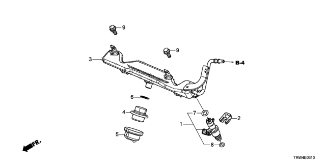 2019 Honda Clarity Plug-In Hybrid Injector Assembly, Fuel Diagram for 16450-5WJ-A01
