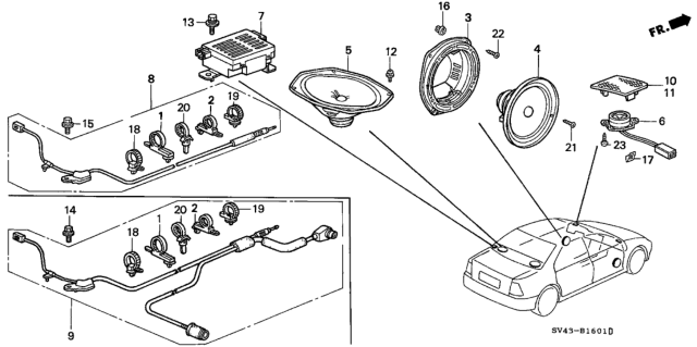 1996 Honda Accord Radio Antenna - Speaker Diagram