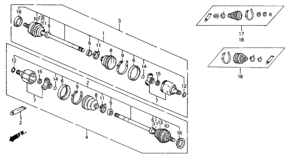 1990 Honda Civic Rear Driveshaft 4WD Diagram