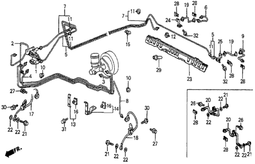 1986 Honda Prelude 2 Door DX KA 4AT Brake Lines Diagram