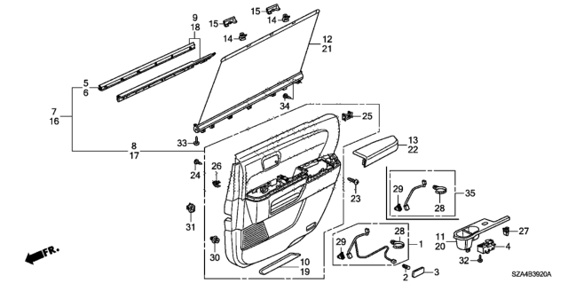 2013 Honda Pilot Rear Door Lining Diagram