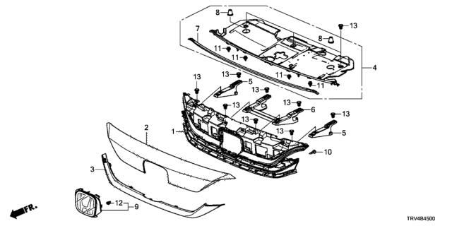 2019 Honda Clarity Electric MOLDING, FR. GRILLE (UPPER) *NH883P* (PLATINUM WHITE PEARL) Diagram for 71122-TRV-A01ZG